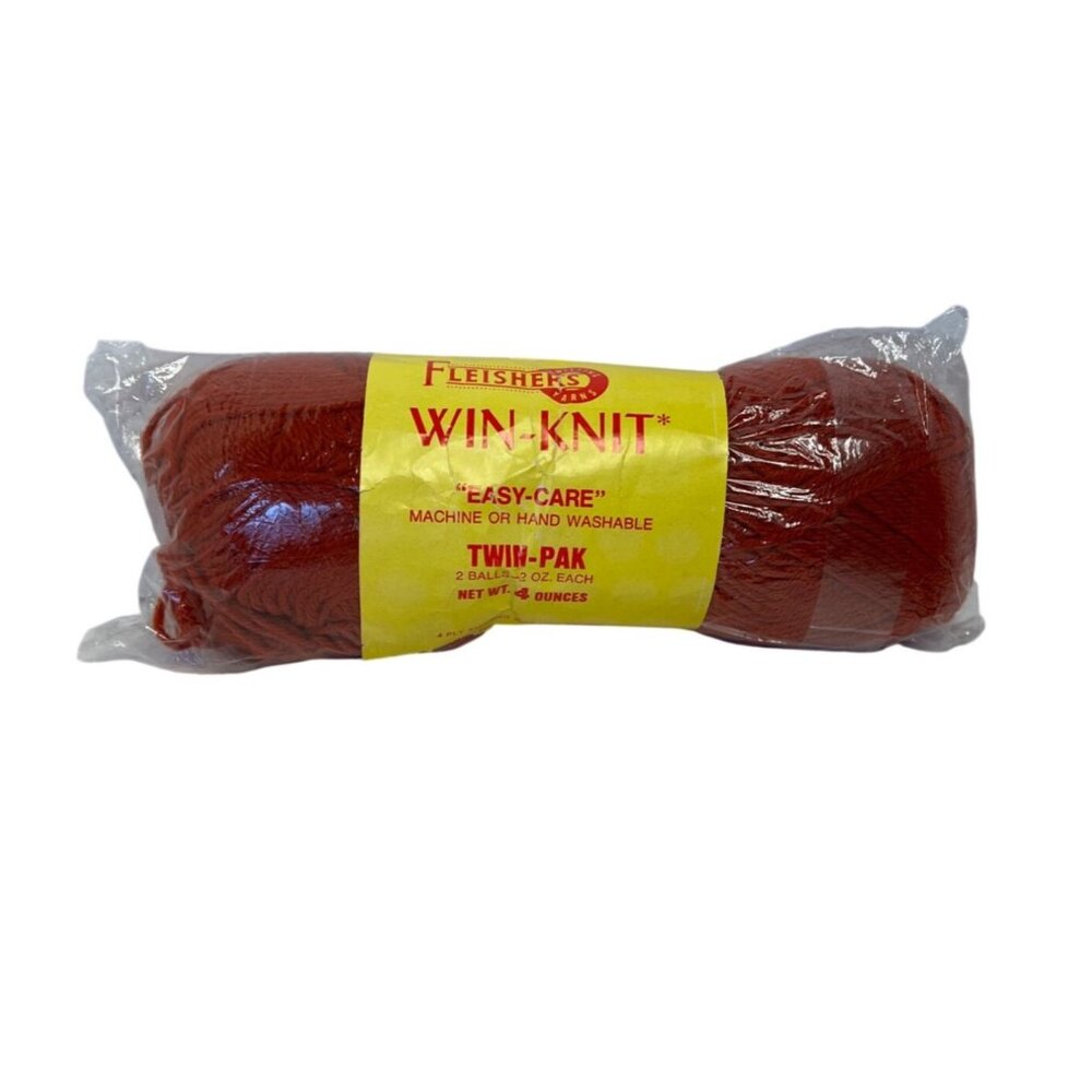 Fleishers Win-Knit Twin-Pak Yarn Red Easy-Care Machine Wash - Lot of 2 - Picture 2 of 7